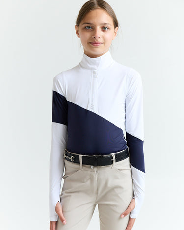 70° Long Sleeve Asymm Show Shirt Navy/White
