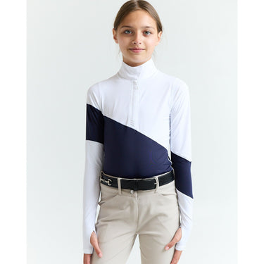 70° Long Sleeve Asymm Show Shirt Navy/White