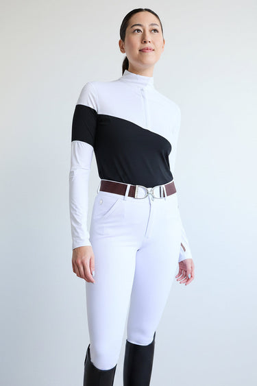 70° Long Sleeve Asymm Show Shirt Black/White