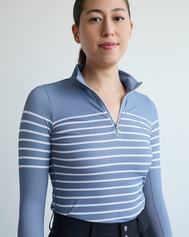 70° French Stripe Performance Sun Shirt Cadet + White