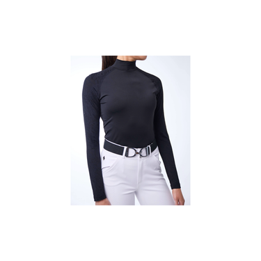 70° Sport Mock Mesh + Lace Mock Neck Top Black