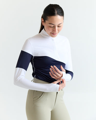 70° Long Sleeve Asymm Show Shirt Navy/White