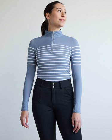 70° French Stripe Performance Sun Shirt Cadet + White