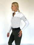 Copy of 70 Degrees Stripped quarter zip tech top - White with Navy