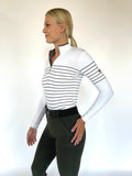 Copy of 70 Degrees Stripped quarter zip tech top - White with Navy