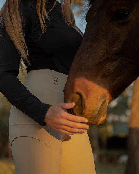 Yagya Compression Pull on Riding Breech - Tan Knee Patch