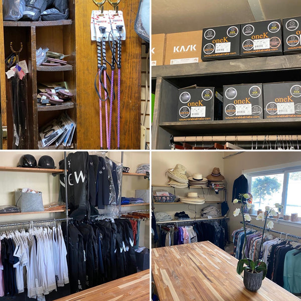 Equoware - A modern equestrian boutique. Specializing in everything for English Riders & their horses.  Performance and Barn to Street. Located at 1079 Green Valley Road Watsonville, CA 95076